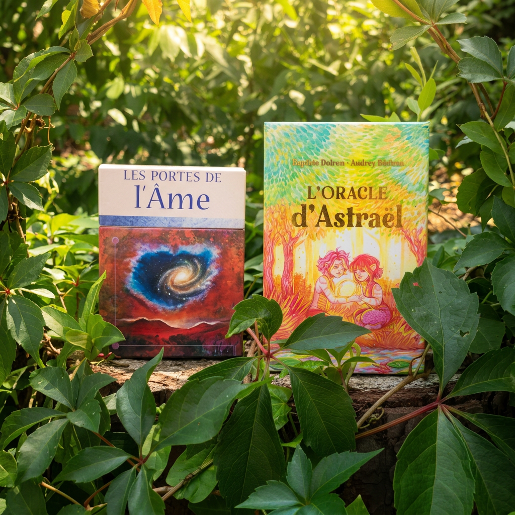Les oracles Les Portes de l'Âme et L'Oracle d'Astraël au milieu des feuilles